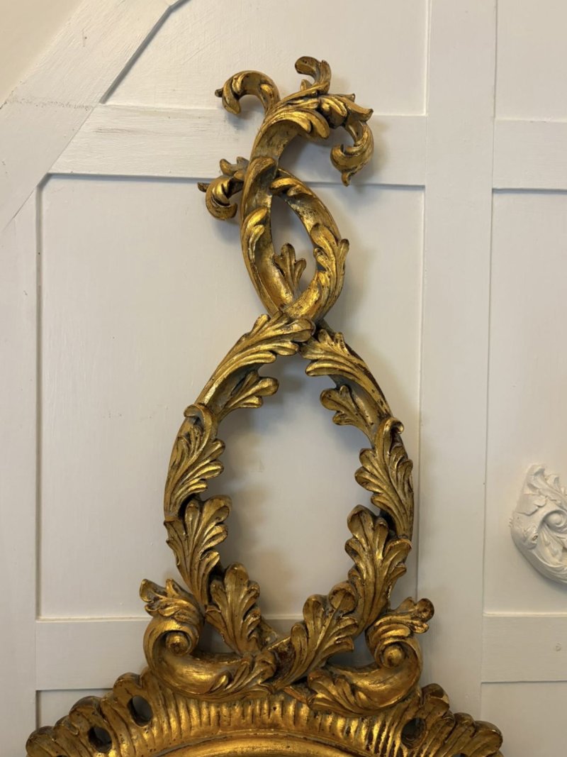 Antique Pair of Regency Style Giltwood Convex Girandole Wall Mirrors - Image 7